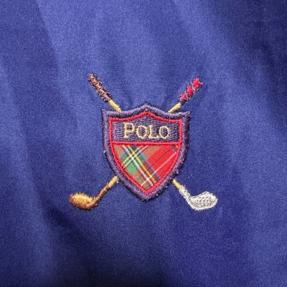 Polo Golf Windshirt Mens M Navy Blue Pullover Mesh Lined Crest Logo Y2K
